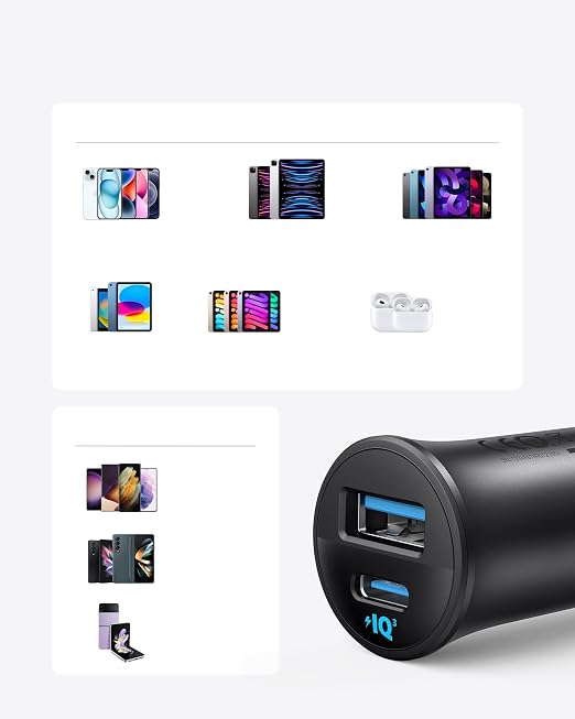 Anker USB-C Car Charger, 30W 2-Port Type-C Car Ada
