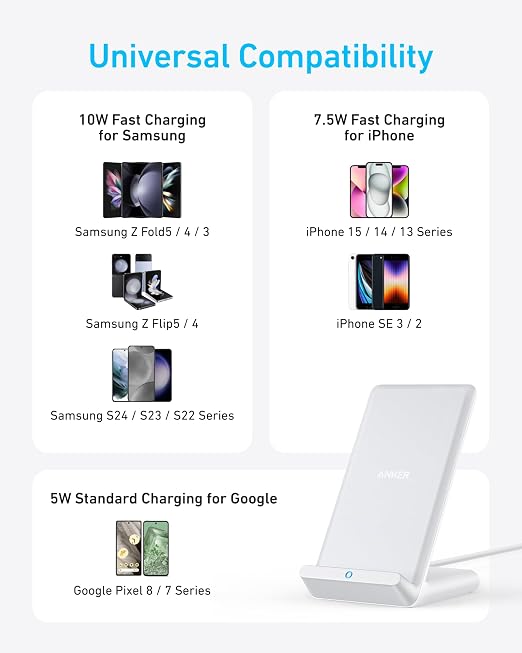 Anker Wireless Charger, PowerWave Stand, Qi-Certif