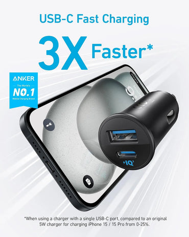 Anker 30W 2-Port USB-C Car Charger – PowerIQ 3.0