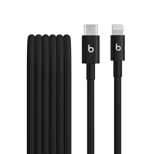 Beats USB-C to Lightning Woven Cable, Fast Charging, Durable/Tangle-Free, Compatible Charger for Apple Devices w Lightning Ports (1.5 m) - Black