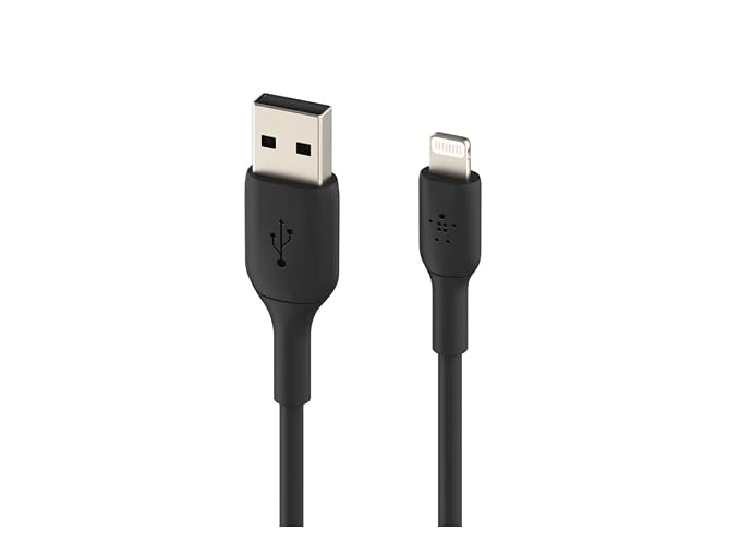 Belkin Apple Certified PVC Lightning to USB-A Charge and Sync Type A Cable, Tough and Durable, For iPhone, iPad, Air Pods, 3.3 Feet (1 Meter) - Black