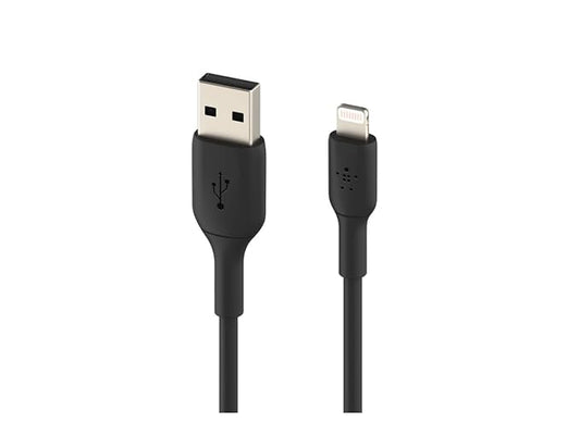 Belkin Apple Certified PVC Lightning to USB-A Charge and Sync Type A Cable, Tough and Durable, For iPhone, iPad, Air Pods, 3.3 Feet (1 Meter) - Black