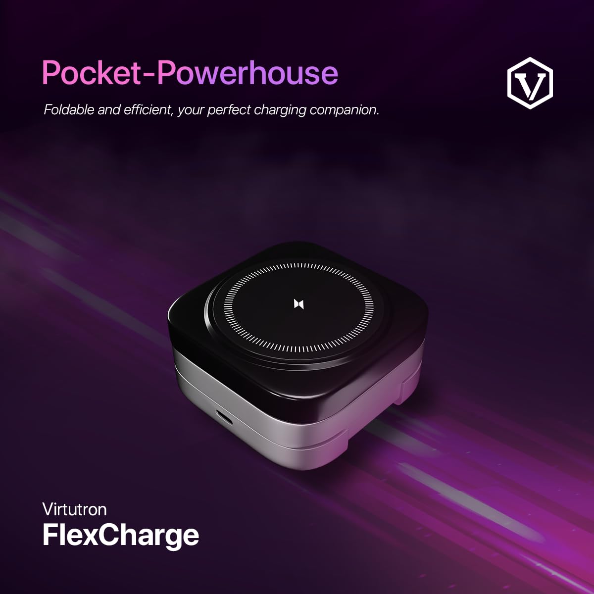 Virtutron 15W Collapsible Wireless Charging Pad |Wireless Charger |Type C Charging, Compatible for iPhone 15/15 Pro/ 15 Pro Max/15 Plus/14/13/12 Samsung Galaxy S22 Ultra/S22+/S22/S21 Ultra (Black)