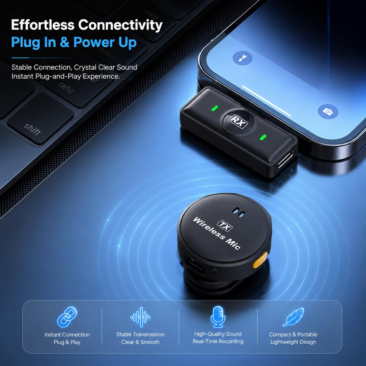 Futopia Wireless Rechargeable Microphone with Charger