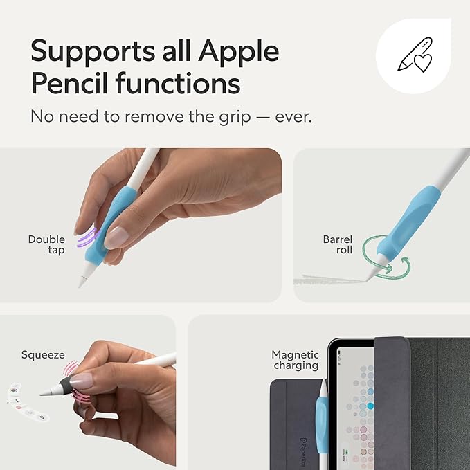 Paperlike's Pencil Grips for Apple Pencil 1st & 2nd Generation, USB-C & Pro - Set of 2 - Ergonomic precision