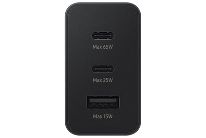 Samsung Original 65W Tri Port,Type-C & USB-A,Super Fast Charger (Cable not Included),Black,Tablet