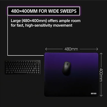 Sony INZONE Mat-D Speed-Type Large Cloth Gaming Mousepad, 480x400mm, Low Friction, Non-Slip Rubber Base, Edge Stitched, 4mm Thickness, Developed with Fnatic