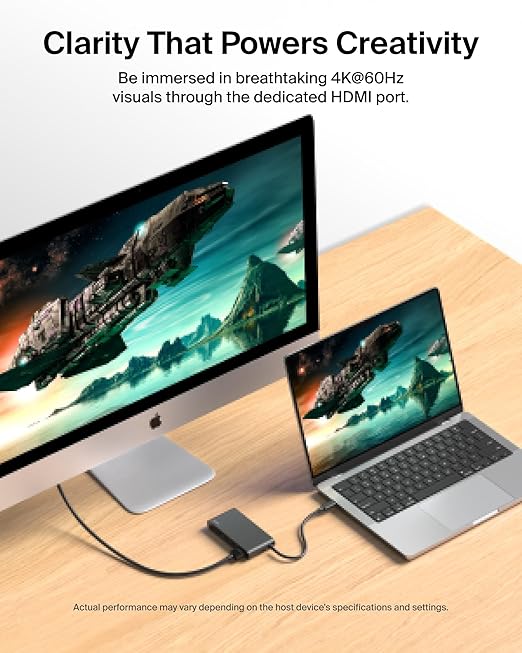 Belkin USB Hub for Laptop 5-in-1, USB C Hub – Multi USB Port Adapter with 4K HDMI @ 60Hz, 100W USB-C PD, 10Gbps High Speed Data Transfer
