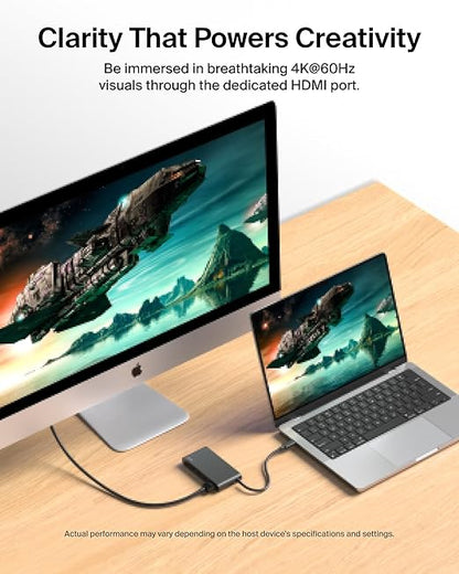 Belkin USB Hub for Laptop 5-in-1, USB C Hub – Multi USB Port Adapter with 4K HDMI @ 60Hz, 100W USB-C PD, 10Gbps High Speed Data Transfer