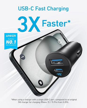Anker USB-C Car Charger, 30W 2-Port Type-C Car Ada