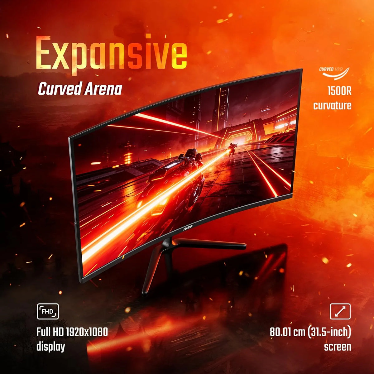 Acer Nitro ED320Q P0 31.5 Inch Curved Gaming Monitor (Open-Box)