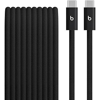 Beats 240W USB-C to USB-C Braided Cable, Fast-charging, Durable/Tangle-free, Compatible with Apple and Android Devices (3m) – Bolt Black (Open-Box)