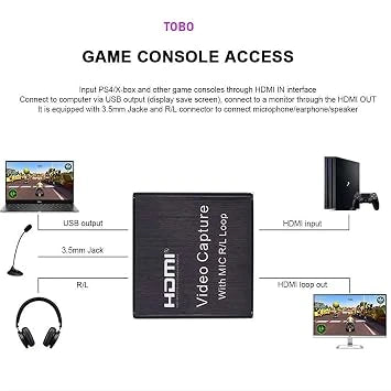 BigPlayer HDMI to USB 2.0 Video Capture Board Game Record Live Streaming Broadcast Local Loop Output (Open-Box)