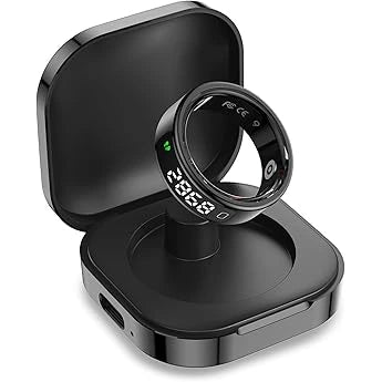 boAt SmartRing Active Plus Stainless Steel Lightweight Fitness Tracker with Skin Temperature Monitor- 12, Midnight Black (Open-Box)