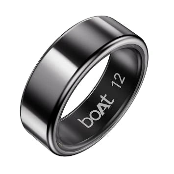 boAt SmartRing Active Plus Stainless Steel Lightweight Fitness Tracker with Skin Temperature Monitor- 12, Midnight Black (Open-Box)