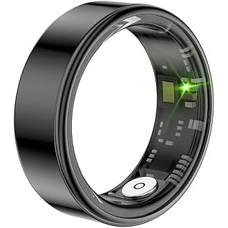 boAt SmartRing Active Plus Stainless Steel Lightweight Fitness Tracker with Skin Temperature Monitor- 12, Midnight Black (Open-Box)