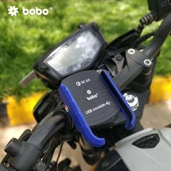 BOBO BM1 Bike Phone Holder Mount – Waterproof with USB 3.0 Charger, Black (Open-Box)