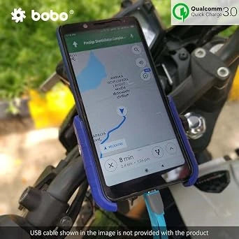 BOBO BM1 Bike Phone Holder Mount – Waterproof with USB 3.0 Charger, Black (Open-Box)