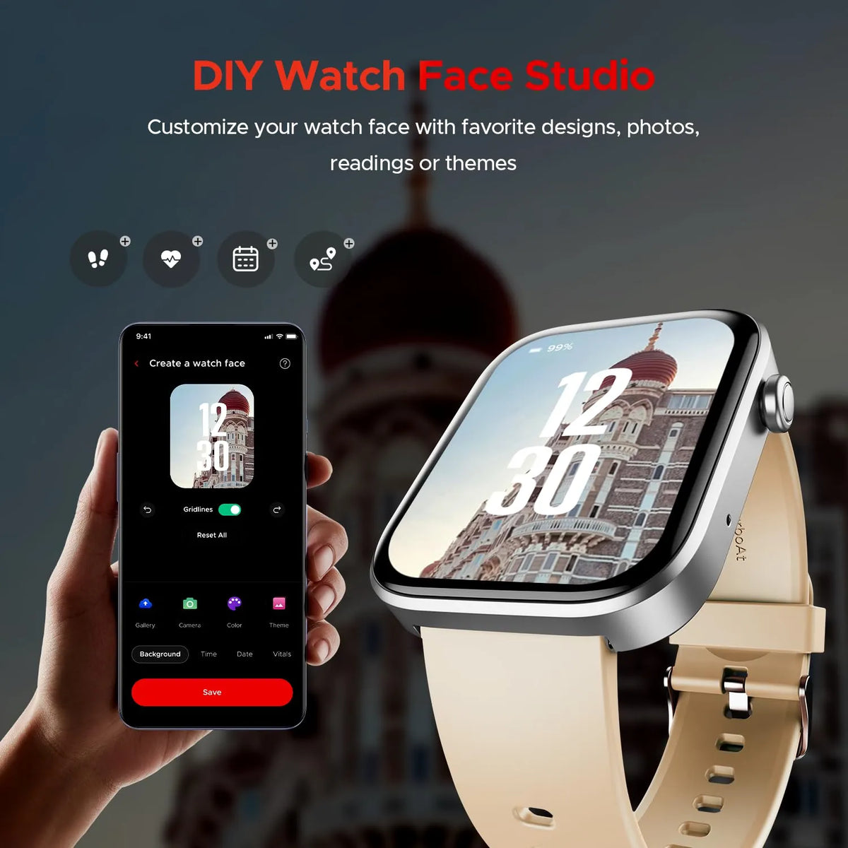 boAt Storm Call 3 Smart Watch – 1.83" HD Display, 700+ Active Modes & TBT Navigation - Salmon Peach (Open-Box)