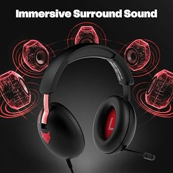 EvoFox Hyperion Gaming Headphones with Mic - 50mm Drivers, Immersive Surround Sound, Retractable Mic (Open-Box)
