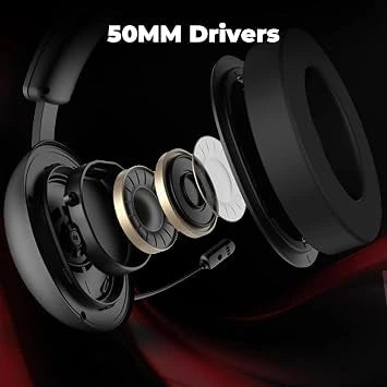 EvoFox Hyperion Gaming Headphones with Mic - 50mm Drivers, Immersive Surround Sound, Retractable Mic (Open-Box)
