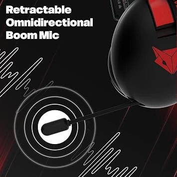 EvoFox Hyperion Gaming Headphones with Mic - 50mm Drivers, Immersive Surround Sound, Retractable Mic (Open-Box)