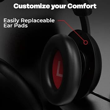 EvoFox Hyperion Gaming Headphones with Mic - 50mm Drivers, Immersive Surround Sound, Retractable Mic (Open-Box)