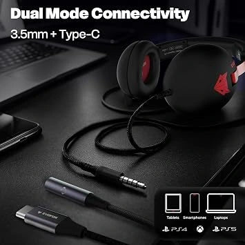 EvoFox Hyperion Gaming Headphones with Mic - 50mm Drivers, Immersive Surround Sound, Retractable Mic (Open-Box)