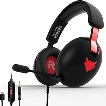 EvoFox Hyperion Gaming Headphones with Mic - 50mm Drivers, Immersive Surround Sound, Retractable Mic (Open-Box)