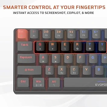 EvoFox Katana S Mini Mechanical Keyboards Wireless Tri-Mode Connectivity Hot-Swappable Red Switches 68-Key Compact (Open-Box)