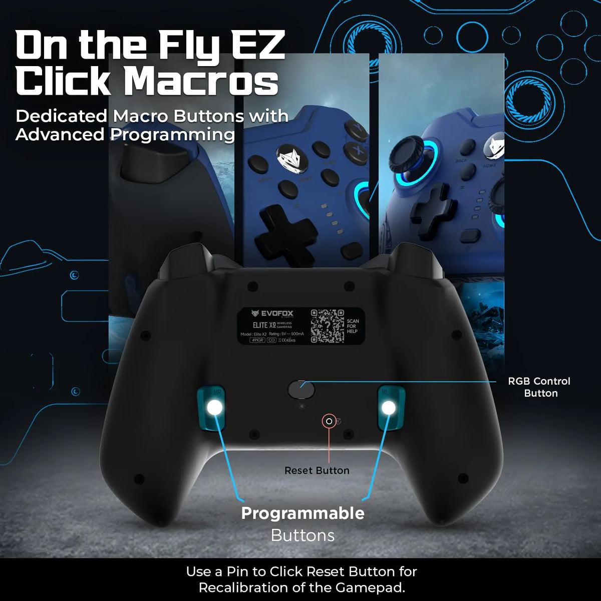 EvoFox Elite X2 Wireless Gaming Controller For PC with 1000Hz Polling Rate, Black (Open-Box)