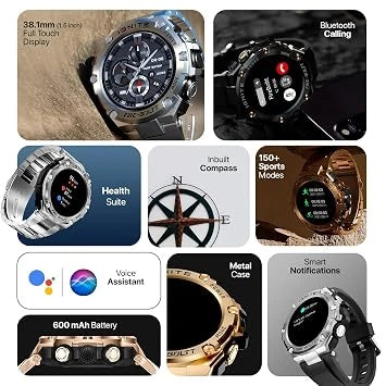 Fire-Boltt Assault Rugged Smartwatch – 1.5" HD Display, Bluetooth Calling, 600mAh Battery, Compass, Heart Rate & SpO2 Monitoring (Open-Box)