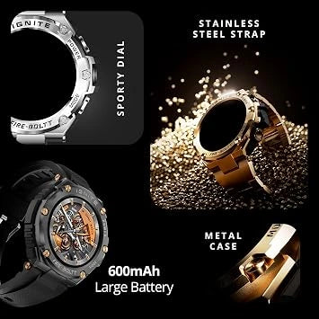 Fire-Boltt Assault Rugged Smartwatch – 1.5" HD Display, Bluetooth Calling, 600mAh Battery, Compass, Heart Rate & SpO2 Monitoring (Open-Box)