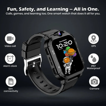 GameSir Safeguard Kids Smart Watch – 4G/5G SIM Calling, GPS, SOS & Video Calling- Black (Open-Box)