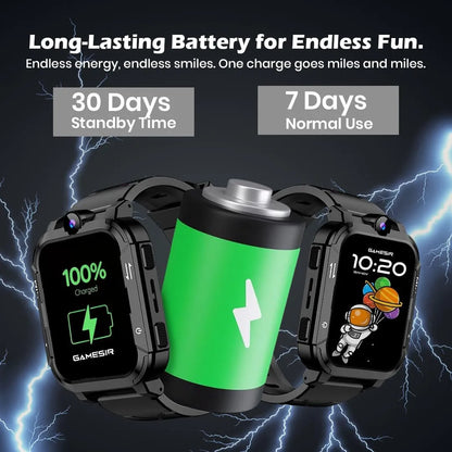 GameSir Safeguard Kids Smart Watch – 4G/5G SIM Calling, GPS, SOS & Video Calling- Black (Open-Box)