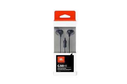 JBL C50HI Wired in Ear Headphones with Mic, One Button Multi-Function Remote, Lightweight and Comfortable fit (Open-Box)