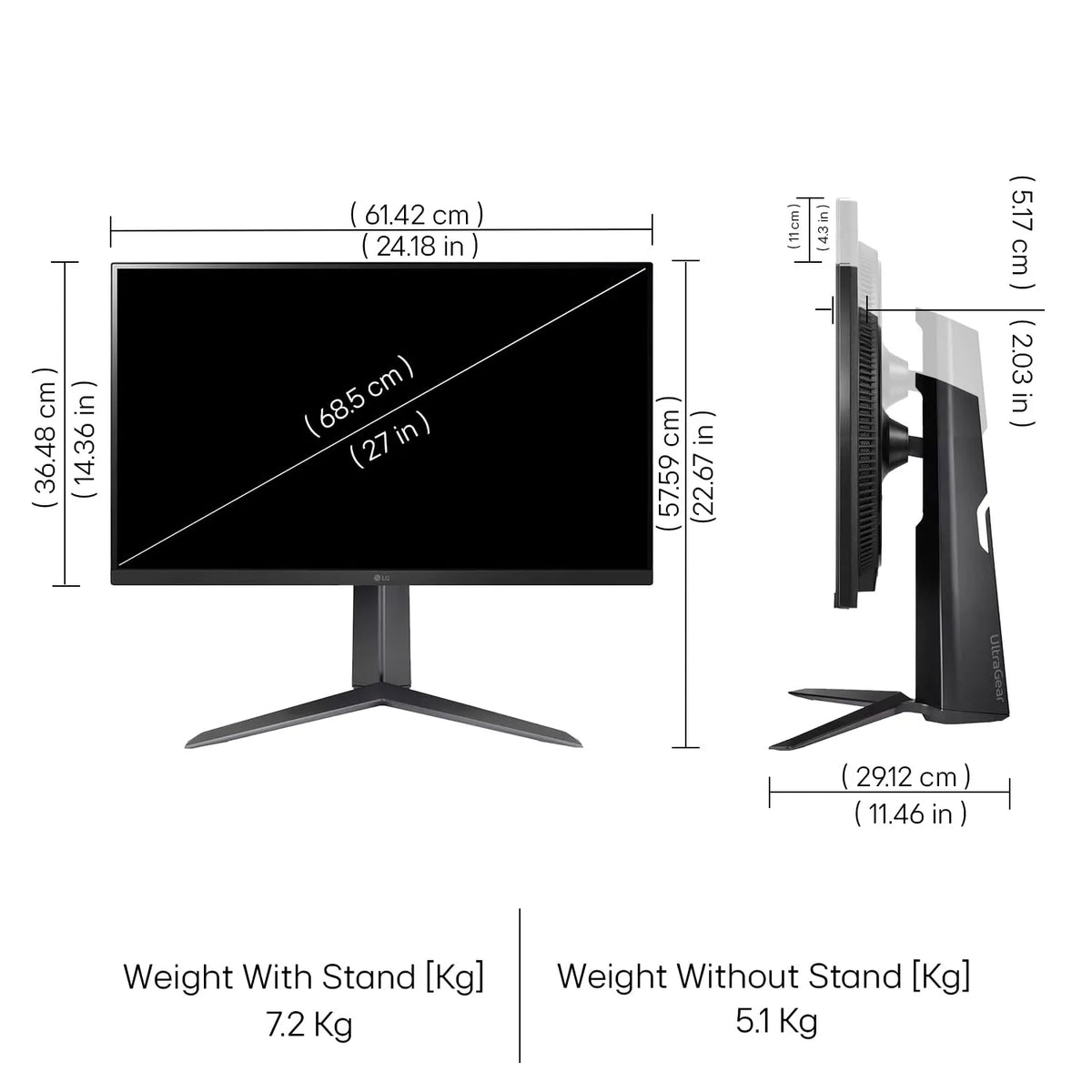 LG 27GS65F 68.5 cm (27 Inch) Ultragear FHD (1920x1080) IPS Gaming Monitor (Open-Box)