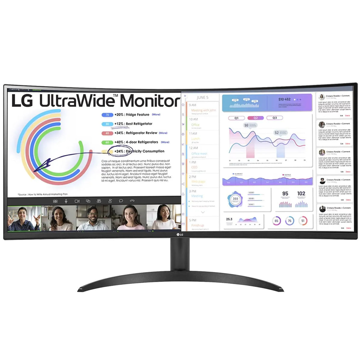 LG 34 Inches 21:9 Curved Ultra Wide Monitor 34WR50QC (Open-Box)