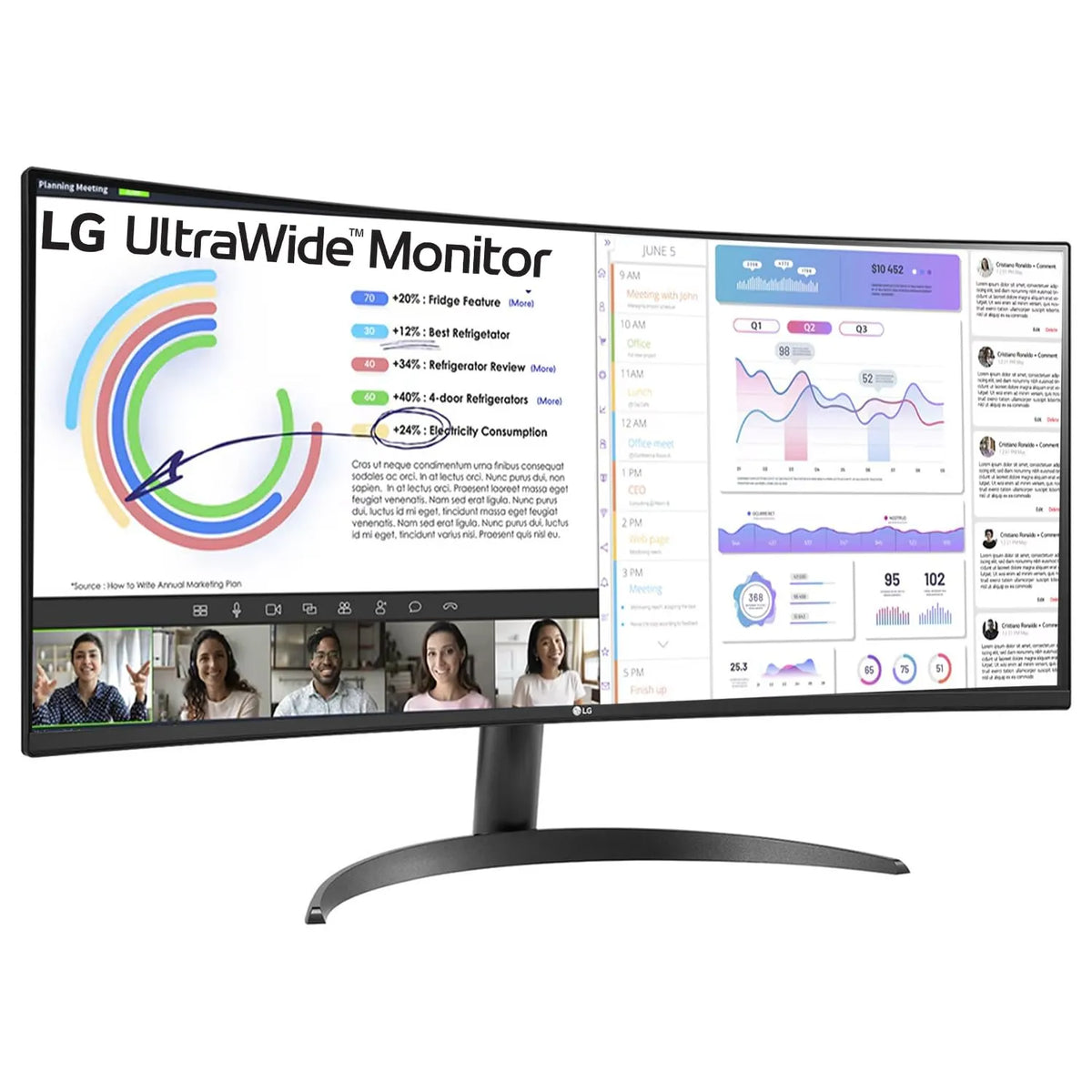 LG 34 Inches 21:9 Curved Ultra Wide Monitor 34WR50QC (Open-Box)