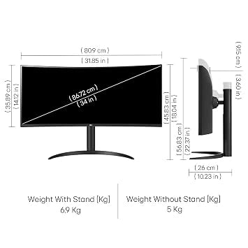 LG 34WR55QK Smartchoice 86.4 cm 34 Inch 21:9 UltraWide WQHD Curved Monitor (Open-Box)
