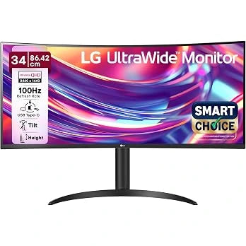 LG 34WR55QK Smartchoice 86.4 cm 34 Inch 21:9 UltraWide WQHD Curved Monitor (Open-Box)