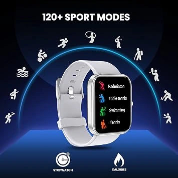 MUSTARD Rock Smart Watch with 1.81" HD Display, Bluetooth Calling, 120+ Sports Mode, Multiple Watch Faces, SpO2, Silver (Open-Box)