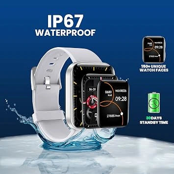 MUSTARD Rock Smart Watch with 1.81" HD Display, Bluetooth Calling, 120+ Sports Mode, Multiple Watch Faces, SpO2, Silver (Open-Box)