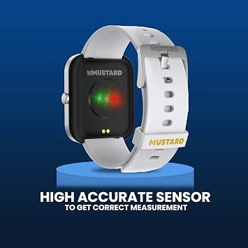 MUSTARD Rock Smart Watch with 1.81" HD Display, Bluetooth Calling, 120+ Sports Mode, Multiple Watch Faces, SpO2, Silver (Open-Box)