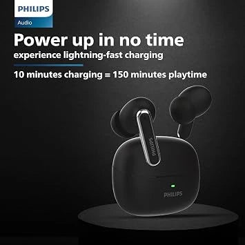 Philips TAT1150BK/94 Wireless Earbuds – ANC, 55H Playtime & 13mm Drivers(Open-Box)