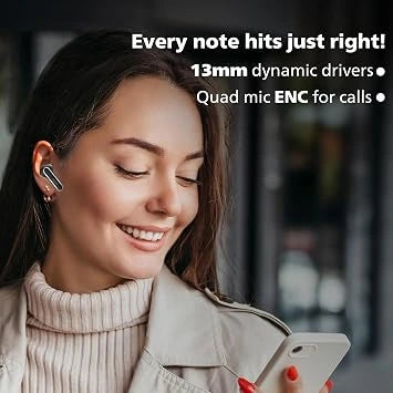 Philips TAT1150BK/94 Wireless Earbuds – ANC, 55H Playtime & 13mm Drivers(Open-Box)