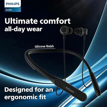 Philips TAN1150BK/94 Wireless Neckband – 60H Playtime, 13mm Bass & ENC (Open-Box)