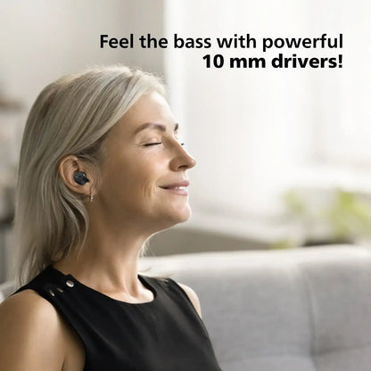 Philips TAT1209BK True Wireless Earbuds with 18H Play Time 10mm Dynamic Drivers ANC and IPX4 Bluetooth Headset (Open-Box)