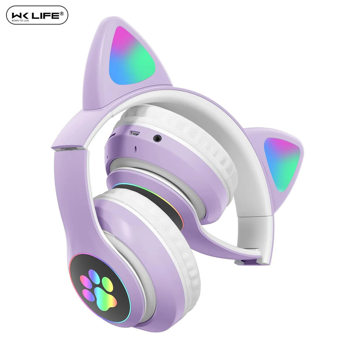 WK LIFE K8 Kids Headphones – Bluetooth 5.3, Cat Ear Design (Open-Box)