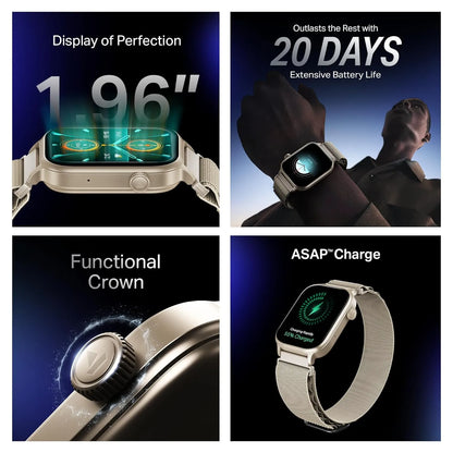 boAt Storm Infinity Plus Smartwatch with 680 mAh Battery, 1.96" HD Display, and Functional Crown - Sports White (Open-Box)